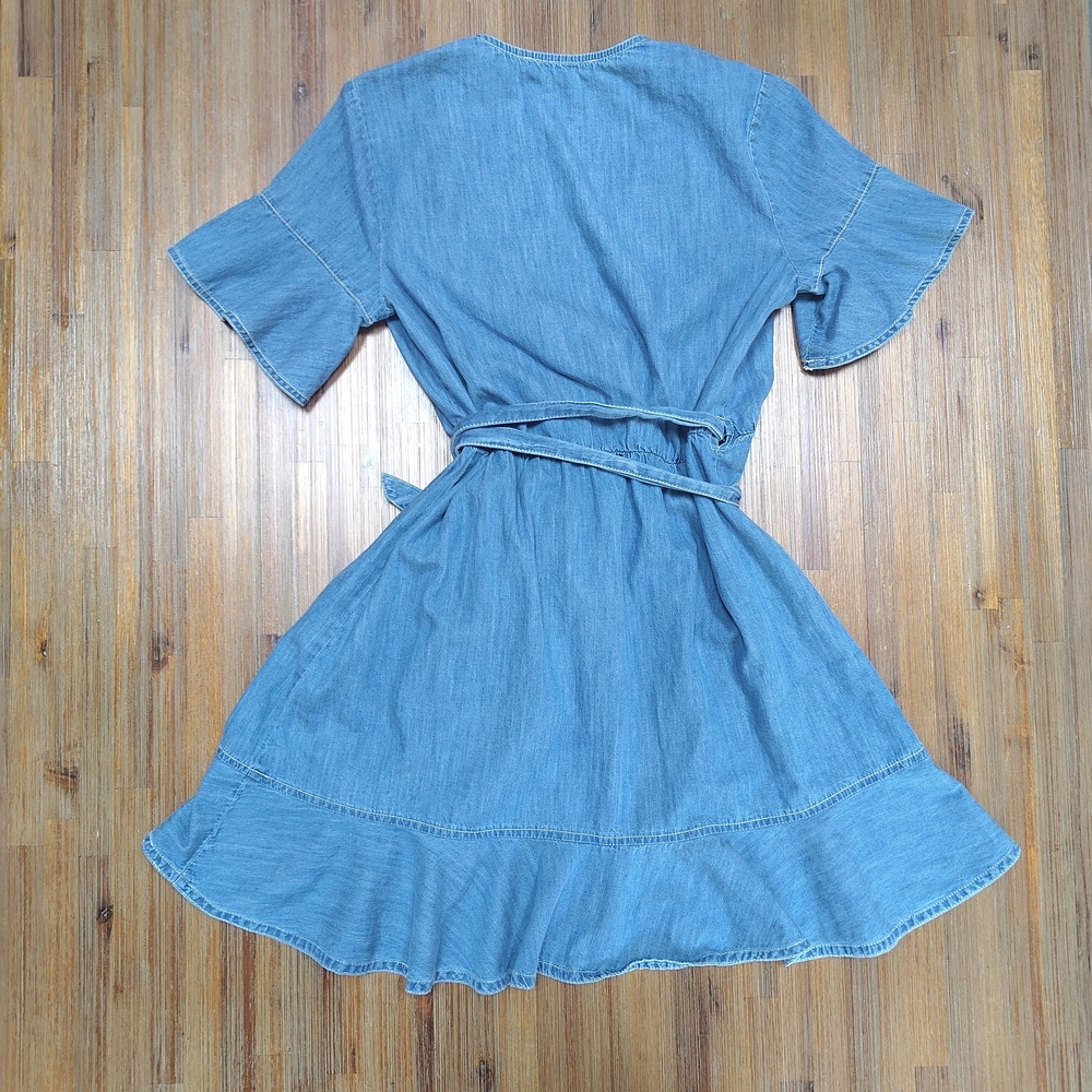 Draper James Light Blue Mini Wrap Dress - Picture 2 of 7